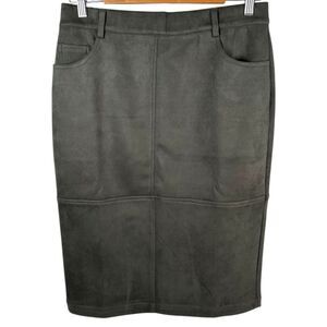 Wynne Collection Gray Faux Suede Midi Pencil Skirt Women’s Size Medium